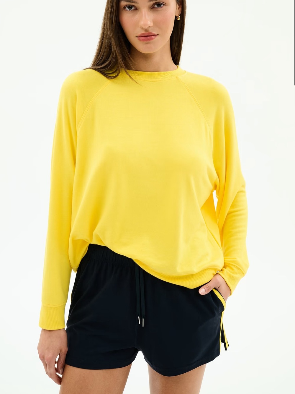 Splits 59 oversized 100% cotton yellow fleece sweatshirt activewear sz s